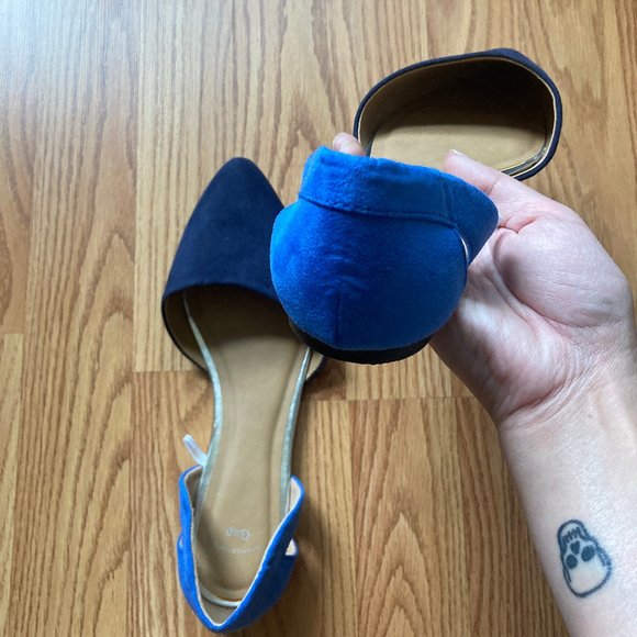 Brand New Women's GAP Two Toned Blue Suede D'orsay Flats Size 8 - Picture 4 of 9